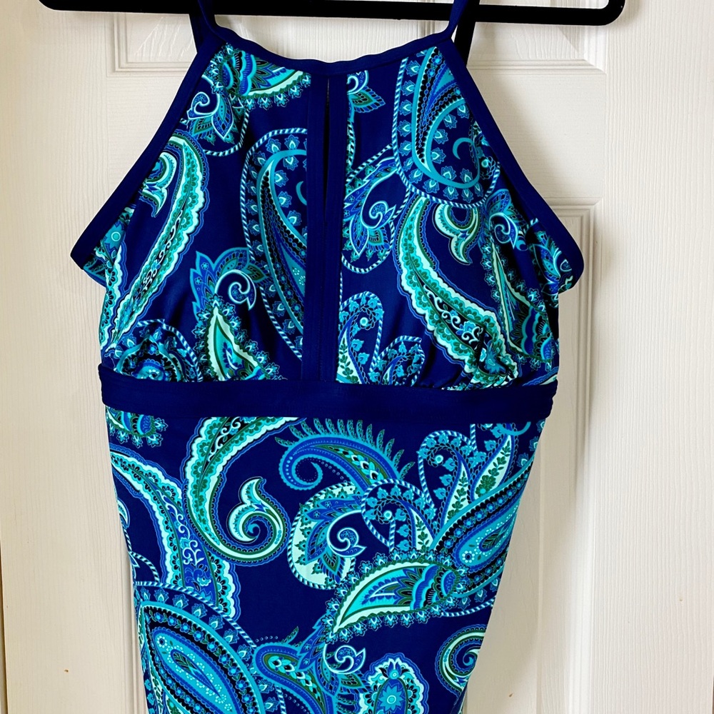 Keyhole High Neck Tankini Top Swimsuit